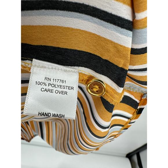 Speed Limit Mustard Yellow Striped Cap Sleeve Blouse Zipper Shirt Women 2X NWT - Picture 8 of 8